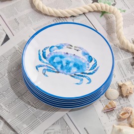 11" Melamine Blue Crab Dinner Plate