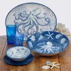 9" Melamine Salad Blue Dessert Plate