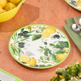 Bright lemon themed melamine dinner plate