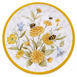 Floral and bee pattern plate