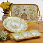 Floral and bee pattern plate