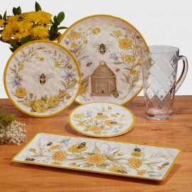 Floral and bee pattern plate